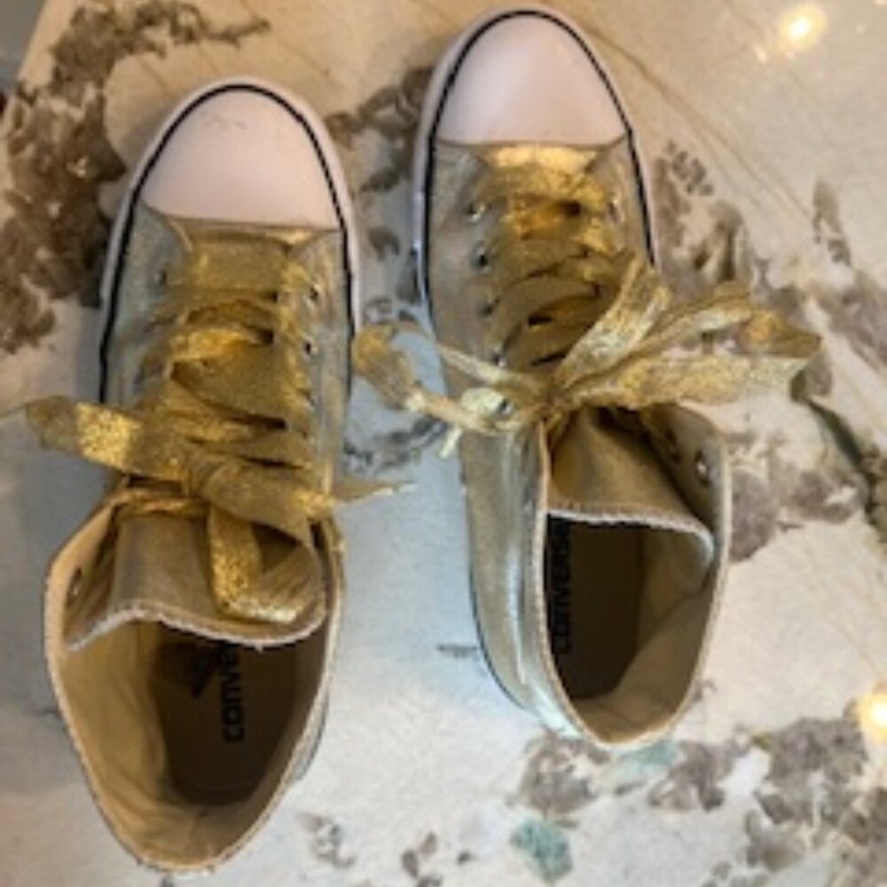 Converse Chuck Taylor Gold Metallic High Tops – Women’s Size 10 | Shiny & Bold - Picture 2 of 9